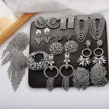 Girlgo 20 дизайнерских висячих сережек из белого стекла с кристаллами для женщин, яркие прозрачные сережки с кисточками, свадебные ювелирные изделия для ушей