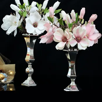 

Luxuriou Silver plated flower rack iron metal modern Hotel Table home decoration vase and tall vases for wedding flower vase 025