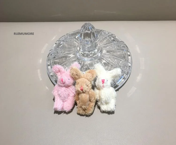 

3Colors- Mini 4.5CM Joint Rabbit Plush Stuffed TOY DOLL ; sweet cute mini fluffy rabbits accessories Plush Toys Doll