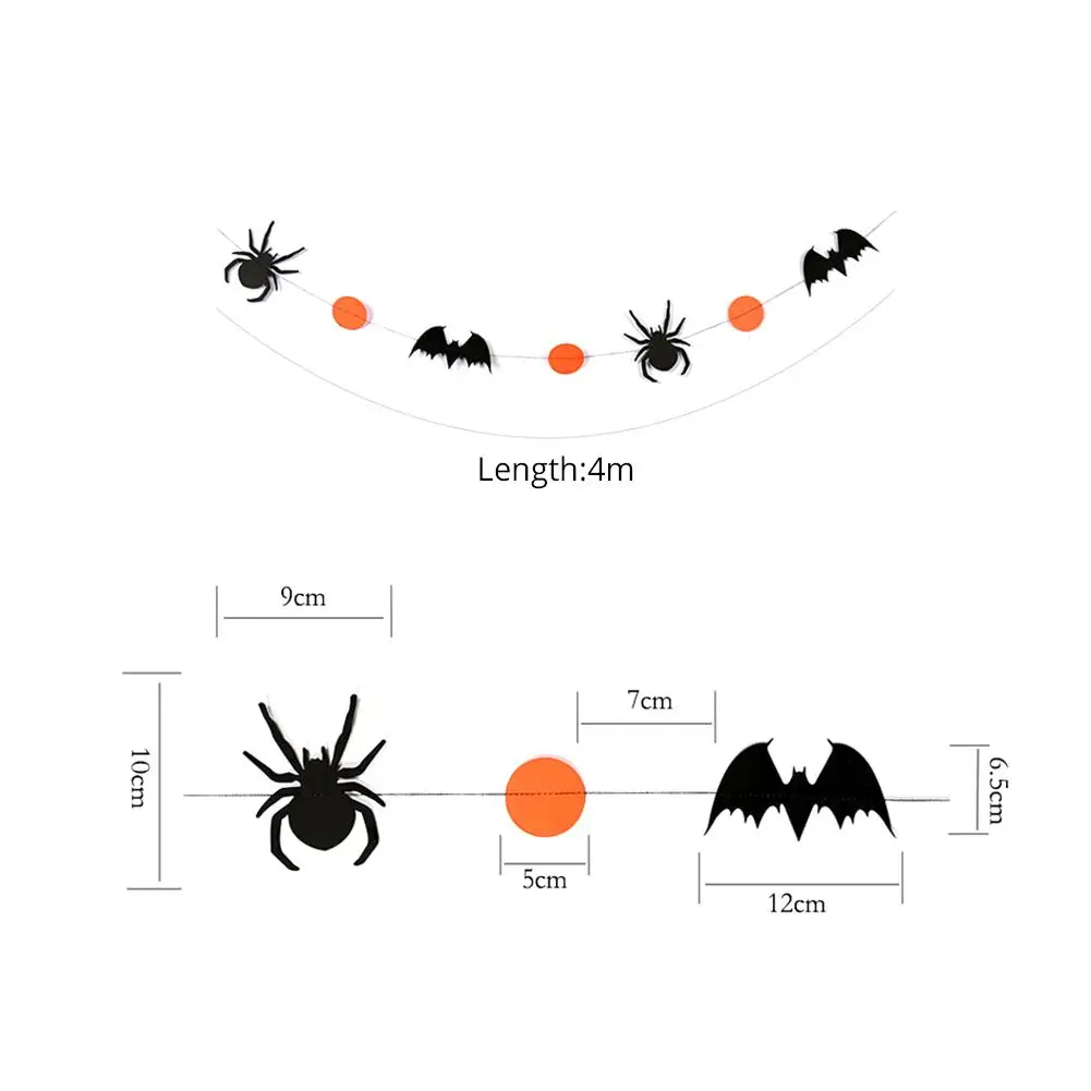 4 м паук летучая мышь Тыква декоративные бумажные цветы цветок на Хэллоуин Висячие вечерние украшения скелет привидение, паук летучая мышь сцена макет