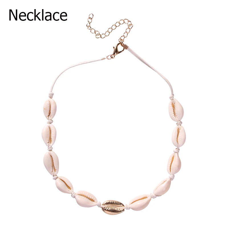 

Shell Necklace Conch Bracelet Marine Style Fashion Strand Necklaces Geometric Exaggerated Necklace Women Metal Holiday Jewelry