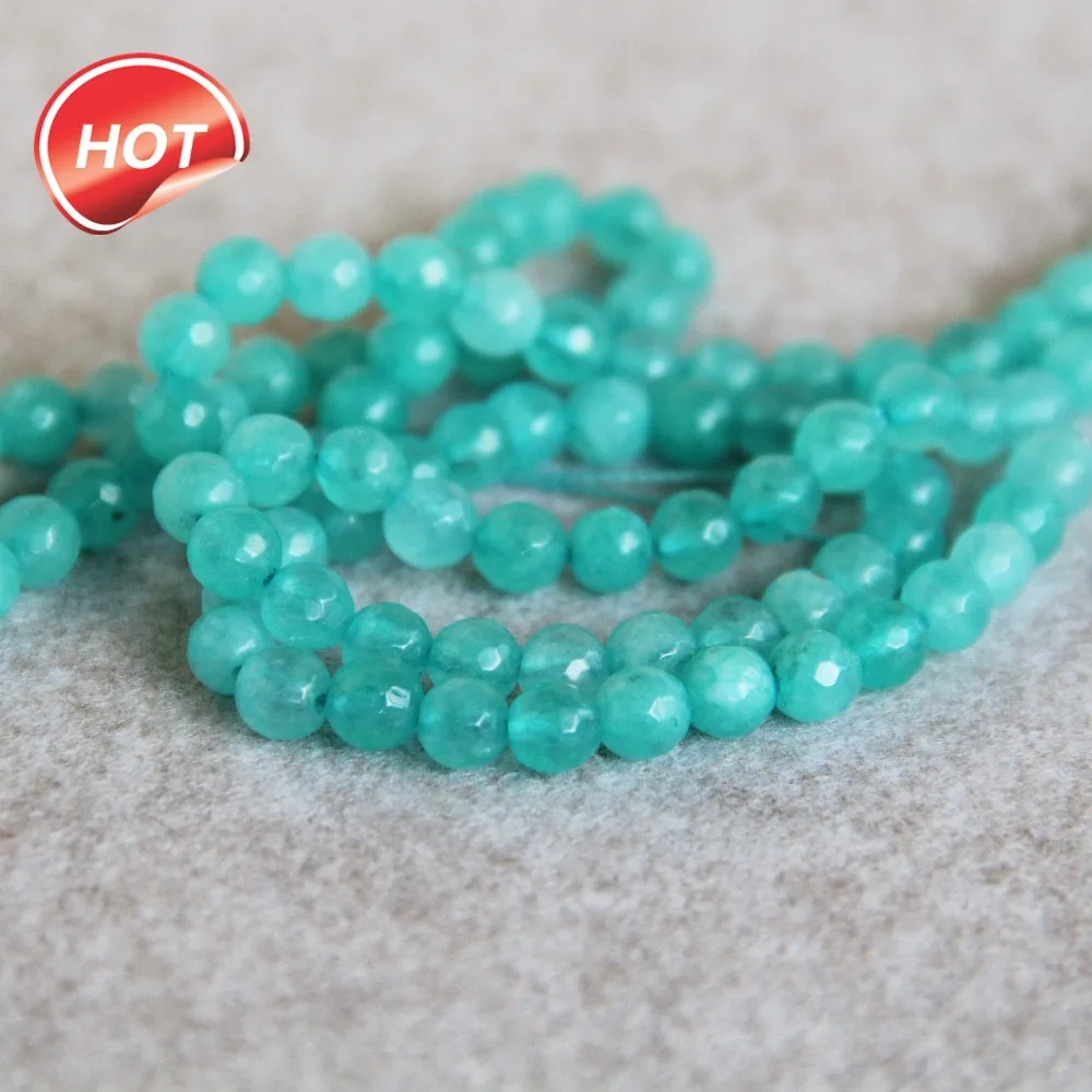 

(Min Order1) 6mm Fashion New Natural Blue Chalcedony Beads Round Faceted Stone Beads 15inch Girl Jewelry Making Design Wholesale