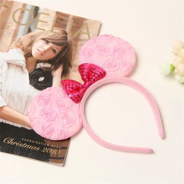 

1pcs Lovely Girls Bows Minnie Mickey Mouse Ears Baby Hair Accessories Party Headband kid birthday red rose black pink