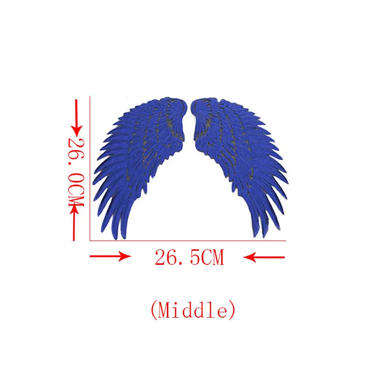 Модные большие Гладильные наклейки с крыльями ангела, вышитые нашивки для одежды, Реверсивные блестки, сделай сам, для куртки, в полоску, для шитья, E - Цвет: blue middle