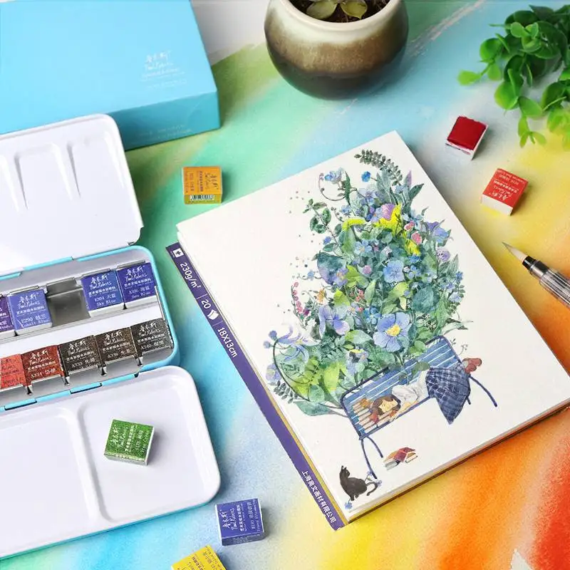 Billige Paul Rubens 12 24 48 Aquarell Malen Set Mit Metall Fall Solide Künstler Wasser Farbe Malerei Pigment Für zeichnung Kunst Liefert