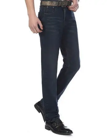 Высокое качество продвижение мужские весенние и осенние деловые повседневные Прямые джинсы мужские средняя высокая талия модные джинсовые длинные брюки - Цвет: Dark Blue 102