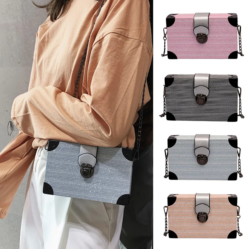 

2019 New Fashion Plug Lock Single Shoulder Bag PU Handbag with Chain Strap for Women Girls WML99