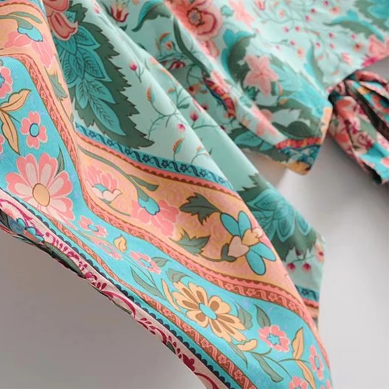 Boho Chic Summer Short Tops Vintage Peacock Floral Print Kimono Women 2019 Fashion Batwing Sleeve Beach Shirt Blouse Blusa Mujer