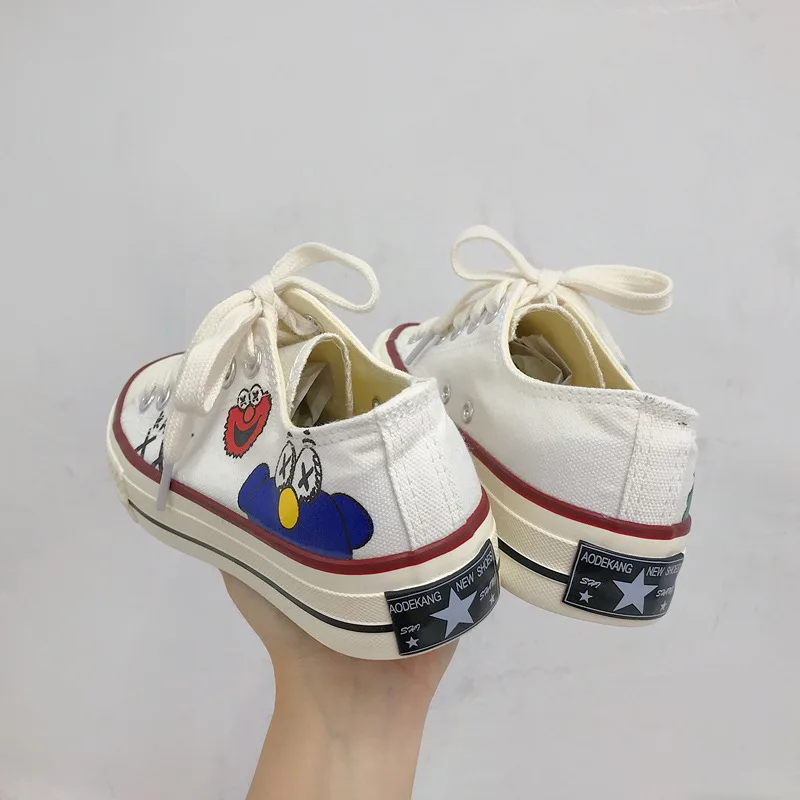 Diweini/ г. модная женская Вулканизированная обувь с героями мультфильмов женские кроссовки на шнуровке, Повседневная дышащая обувь для прогулок парусиновая обувь n172