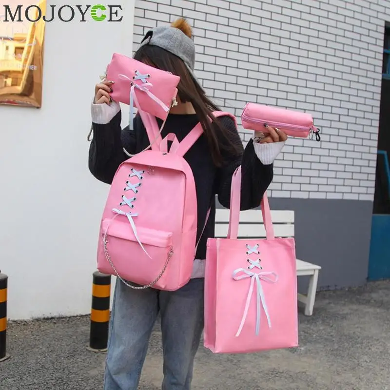 4 шт./компл. ленты цепи бантом Mochila рюкзак рюкзаки для путешествия отдыха рюкзак для девочек-подростков для девочек Классическая школьная сумка
