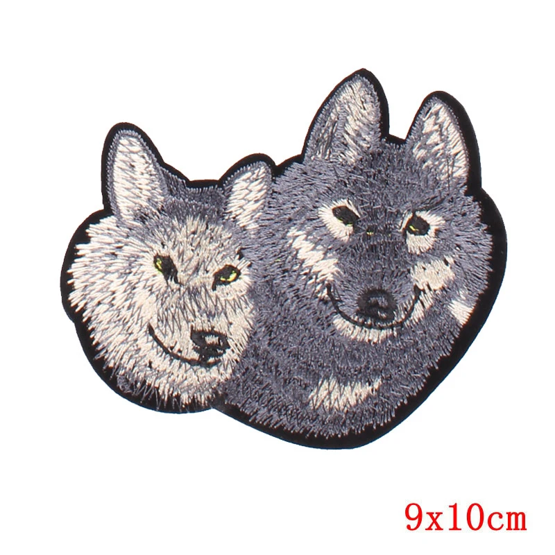 Wolf Head Iron on Patches for Clothing DIY Embroidery Stripe on Clothes Animal Sequin Applique Badge Applique Cloth Fabric Craft