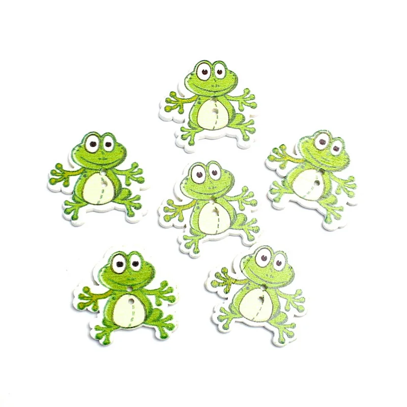 

LF 50Pcs Green Frog 29mm Wooden Buttons For Clothes Wood Decoration Craft Scrapbooking Sewing Needlework DIY Accessories