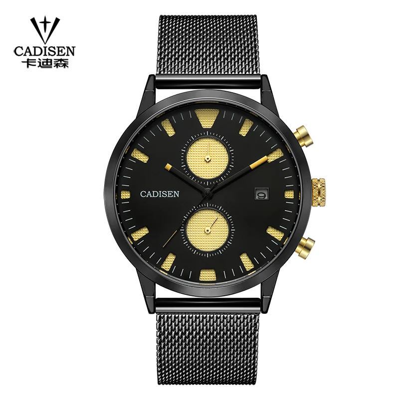 

CADISEN Watch Men Fashion Quartz Clock Men Watches Top Brand Luxury Full Steel Army Military Sport Wrist Watch Relogio Masculino