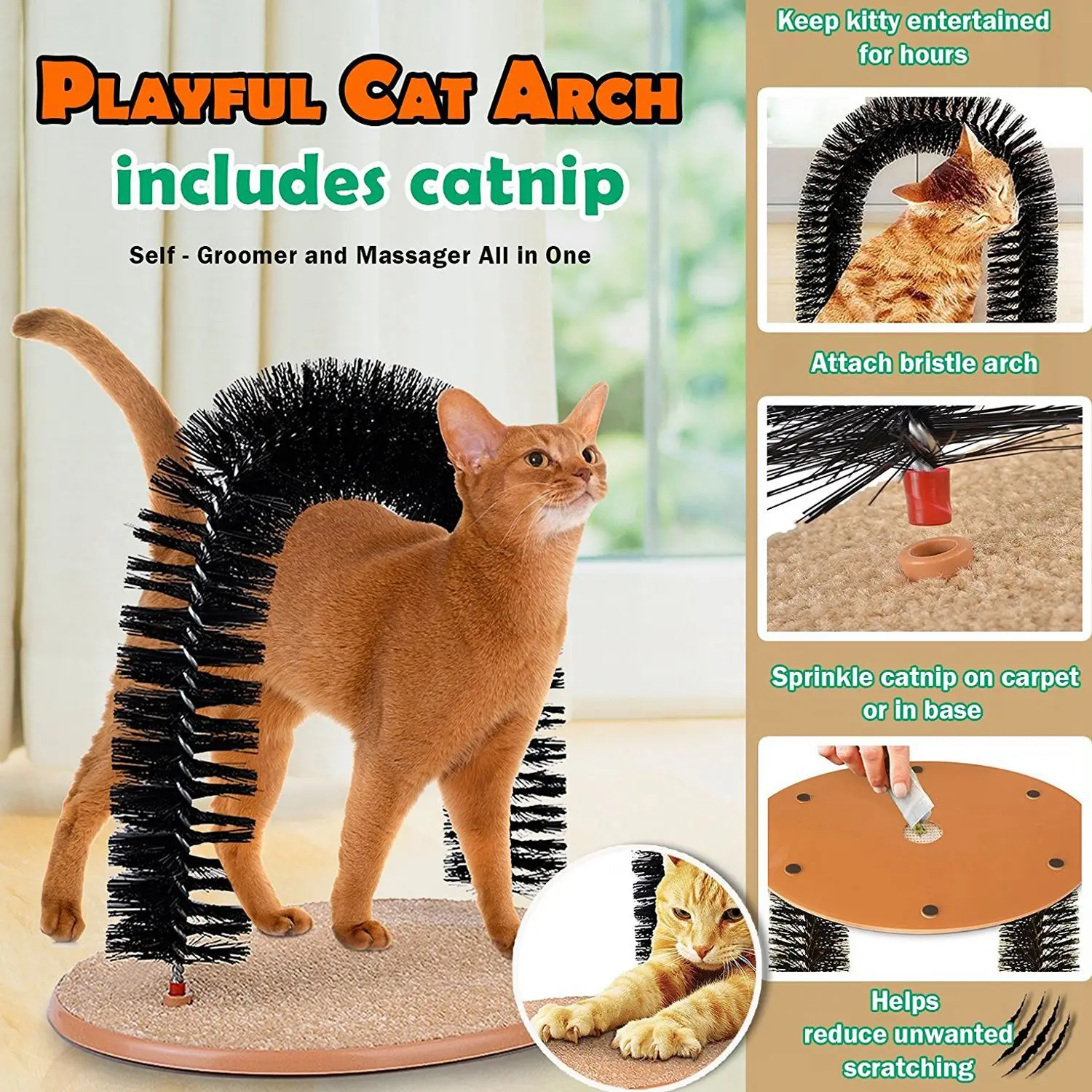 Good Arch Pet Cat Self Groomer With Round Fleece Base Cat Toy Brush Toys For Pets Scratching Devices Good Arch Pet Cat Self Groomer With Round Fleece Base Cat Toy Brush Toys For Pets Scratching Devices