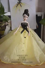 Autonomous design handmade manual Gifts For Girls Yellow possible yarn Slim Evening Suit Wedding Dress For BB 1:6 Doll BBI00202