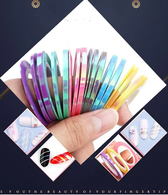 

2018 New Style Mermaid Striping Tape Line Sticker Nail Art Decals DIY Supplies-6 Colors Available[3Rolls/Lot size 1mm 2mm 3mm]