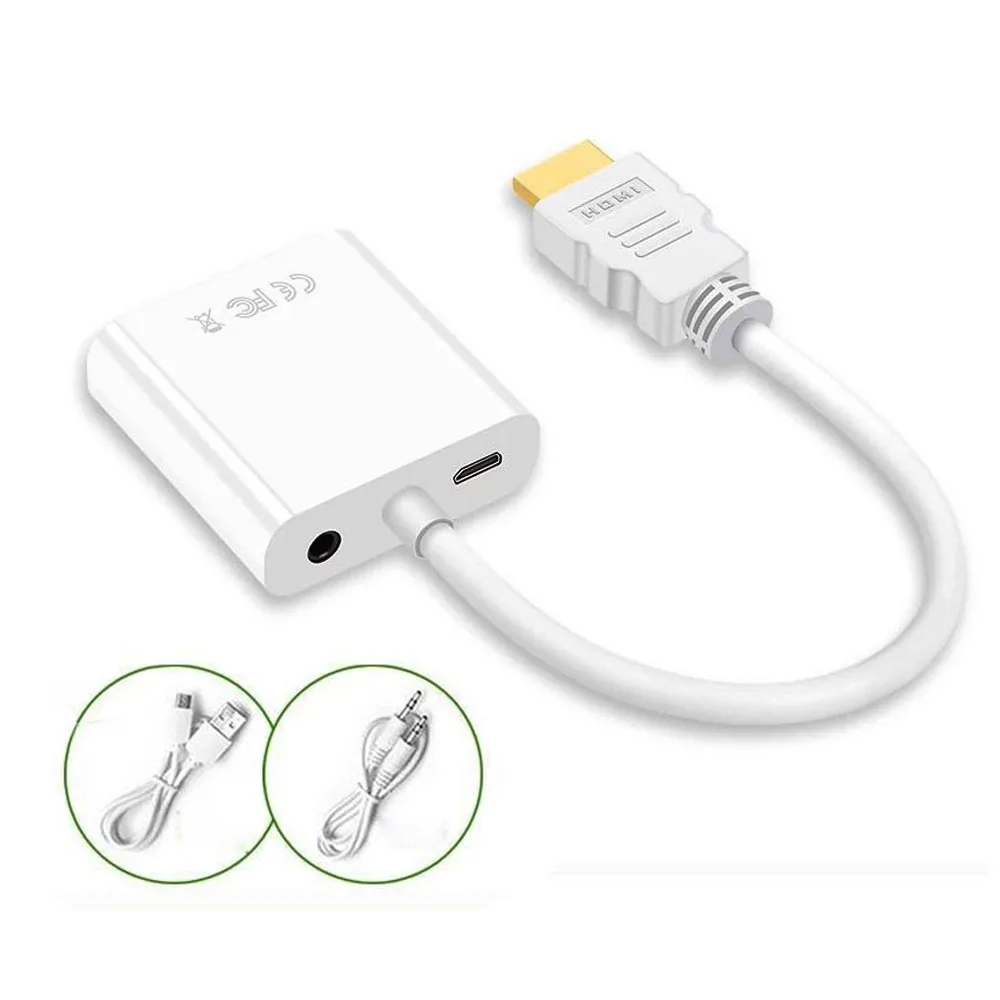 

HDMI To VGA Adapter Male to Female Converter 1080P Digital Analog Video 3.5 mm jack Audio Adaptor for PS4 PC Screen Projector