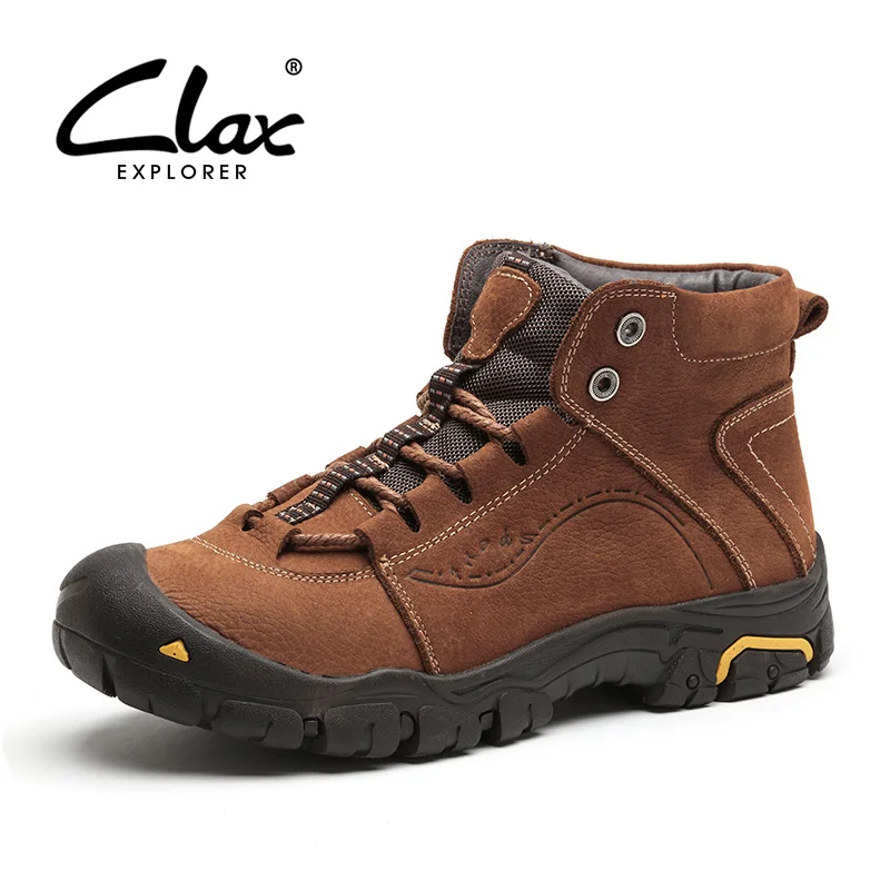

CLAX Men winter boots Plush Fur Warm Leather Shoes Male outdoor Walking Shoe Snow shoe work Boot casual footwear chaussure homme