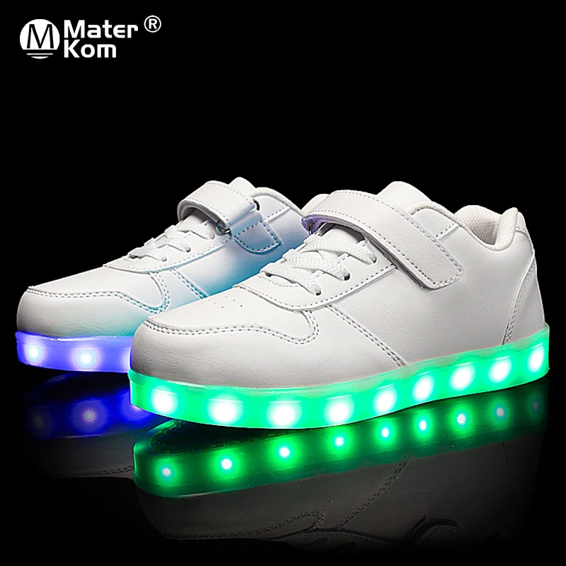 Размер 25-37 Детские светящиеся кроссовки светодиодные кроссовки детские красовки с подсветкой USB светильник обувь светящиеся кроссовки для мальчиков и девочек