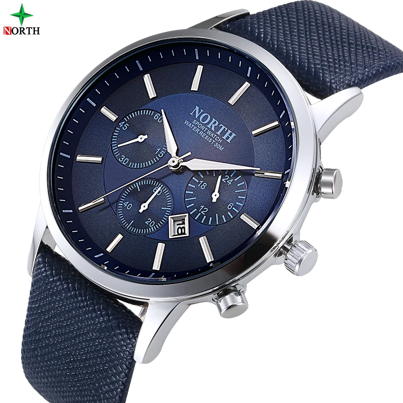 Men Watches Fashion Wristwatch NORTH 30M Waterproof Stainless Steel Casual Male Clock Desgin Military Quartz Men