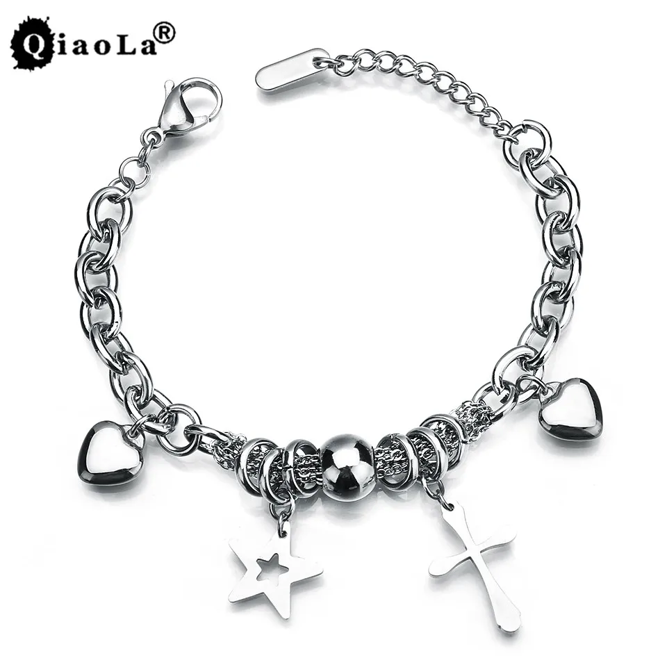 

Hollow Star Lucky Charm Cross Bracelets for Women Stainless Steel Chain Girls Bracelets for Best Friend Gifts Boho Jewelry