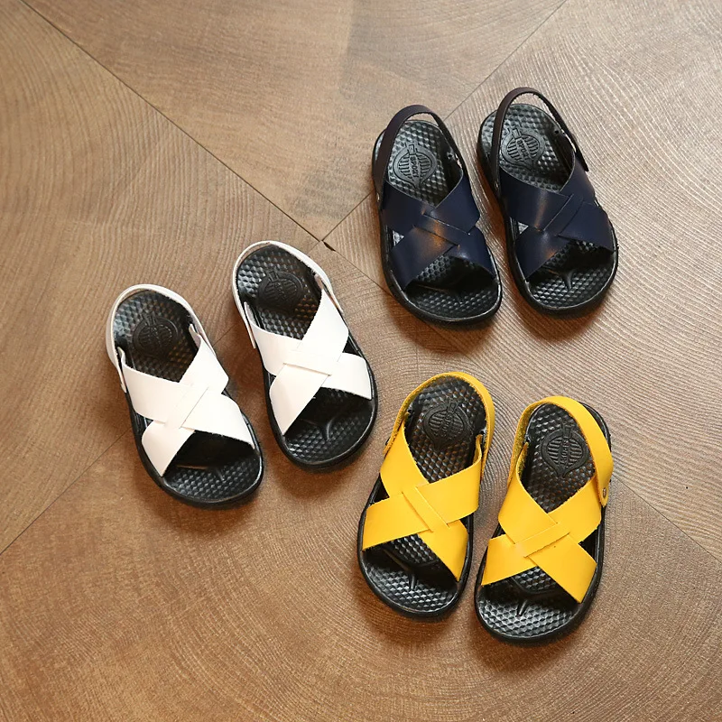 2019 New Breathable Children Sandals Summer Boys Casual PU Leather Sequins Buckle Kids Girls Comfortable Single Sandal Shoes
