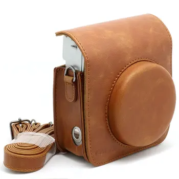 

Retro PU Leather Shoulder Strap Camera Bag For Fuji FUJIFILM Instax Mini 90 Camera Carry Cover Case Coffee Color Protect Pouch