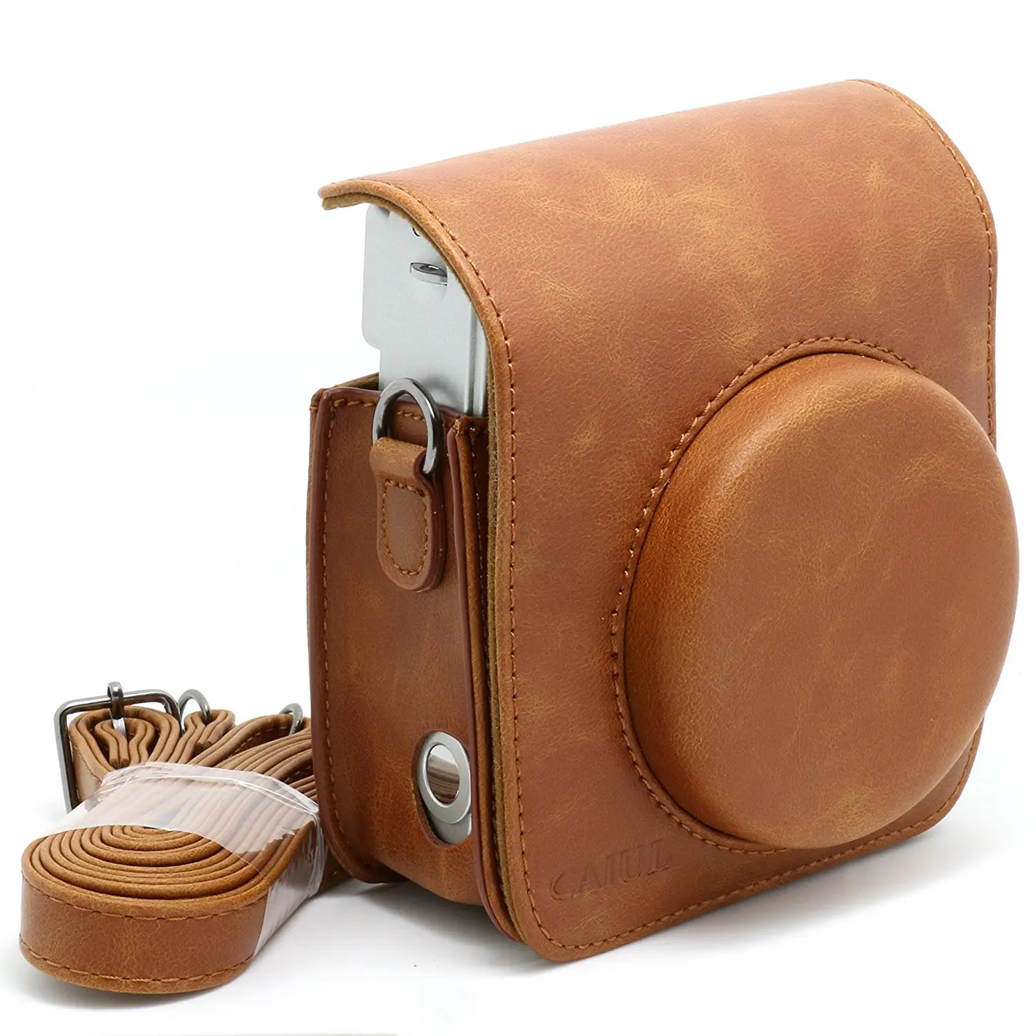 Beste Retro PU Lederen Schouderband Camera Tas Voor Fuji FUJIFILM Instax Mini 90 Camera Carry Cover Case Koffie Kleur Beschermen pouch