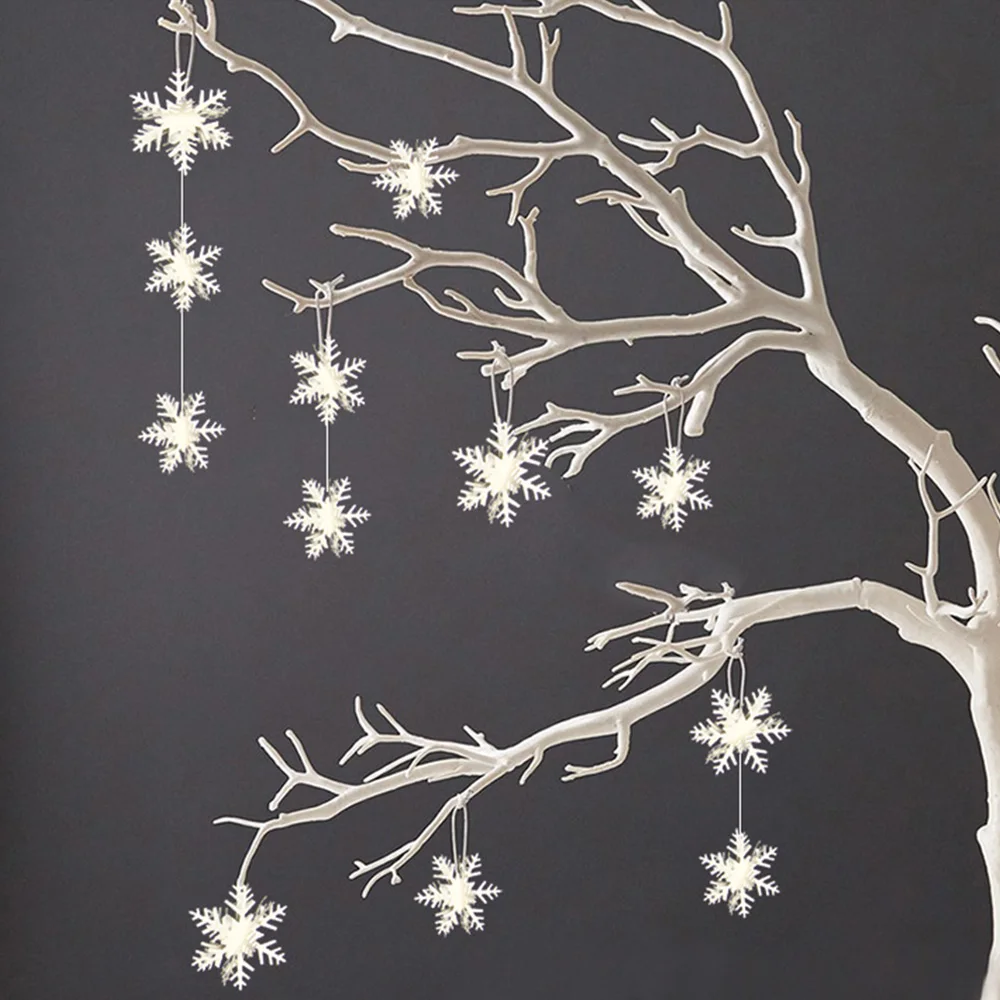 

12pcs/bag 3Meters 3D White Paper Snowflakes Wall Hanging Paper String Decor for Wedding Christmas Party Decoration Supplies