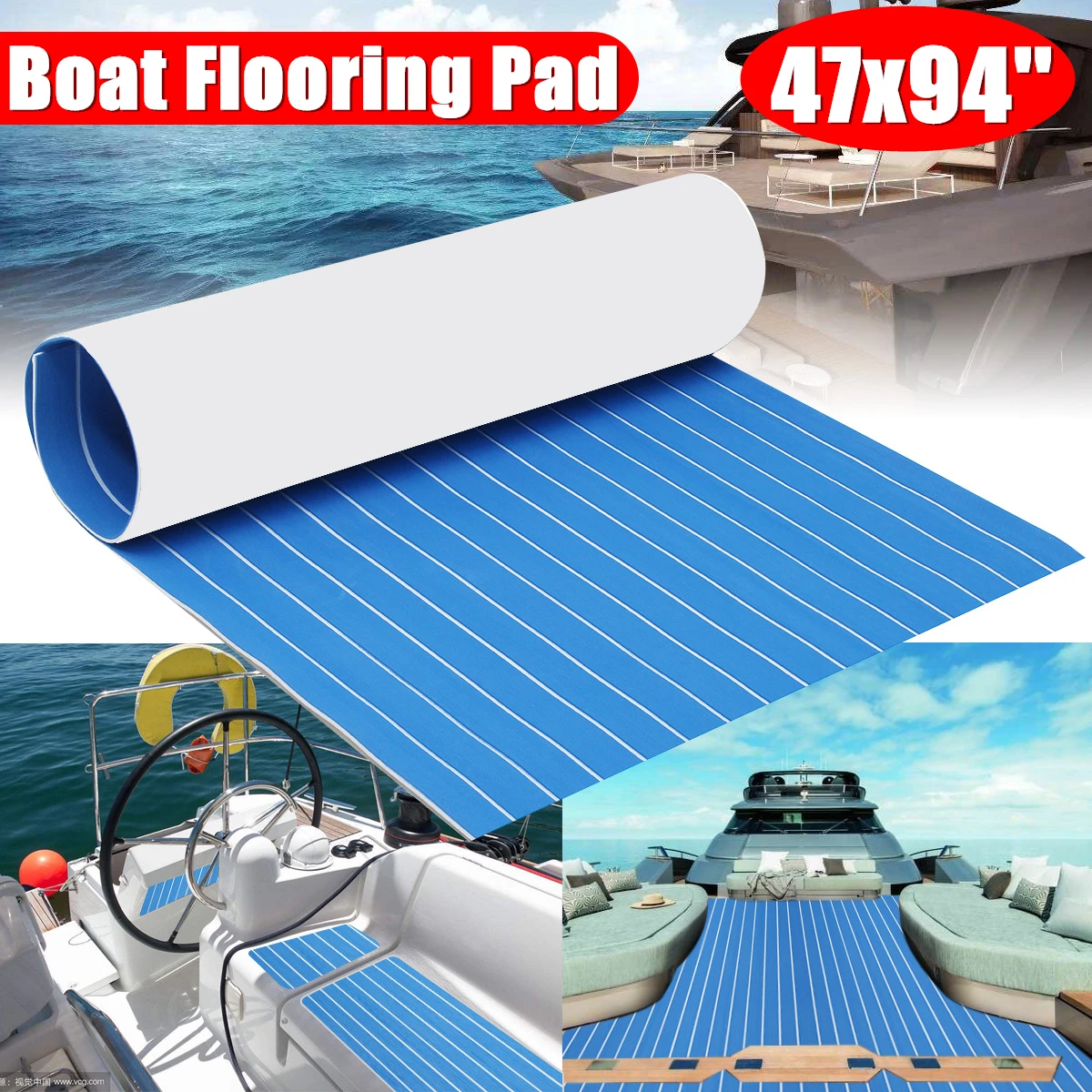 

Self Adhesive 1200x2400x5mm Foam Teak Decking EVA Foam Marine Boat Yacht Flooring Faux Boat Decking Sheet Accessories Blue White