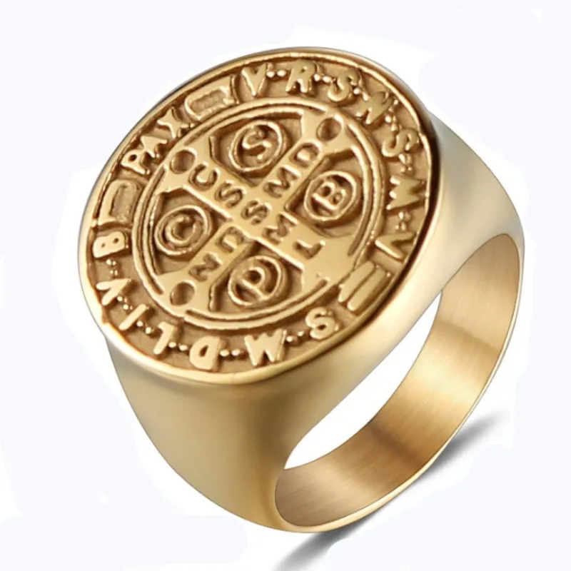

Gothic Men's Cross Ring Christian Jesus Tombstone Religious Rings Men Punk Finger Ring Gold Bible Male Jewelry