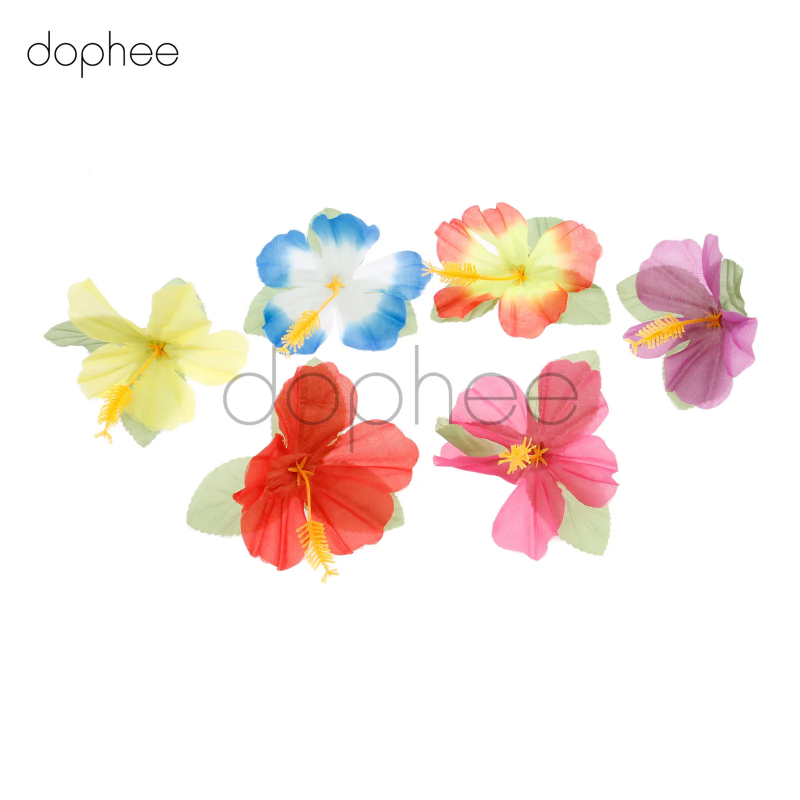 Dophee 72pcs Plastic Polyester Artificial Lifelike Hibiscus Flowers