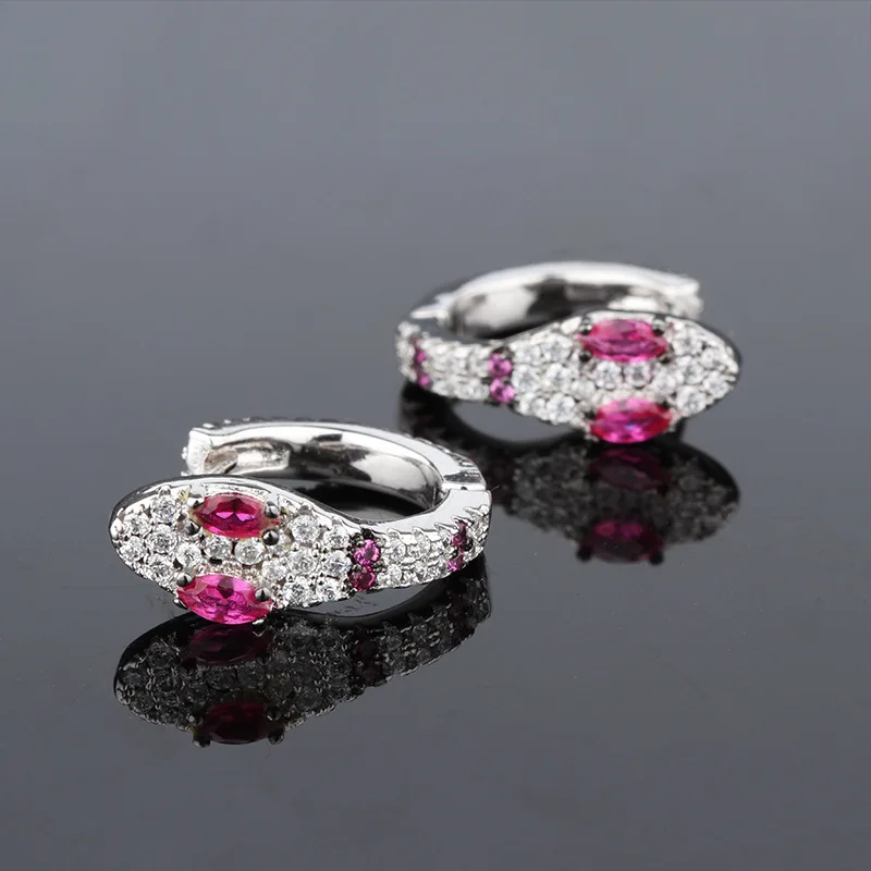 

Fashion Modern Silver Color Earring Snake Rhinestone Pericing Small Hoop Earrings Jewelry Statement zk40