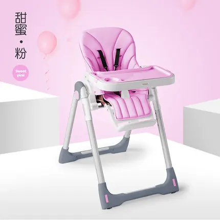 Многофункциональный складной детский стол детский стульчик для кормления портативный детский обеденный стул детский высокий стул - Цвет: pink