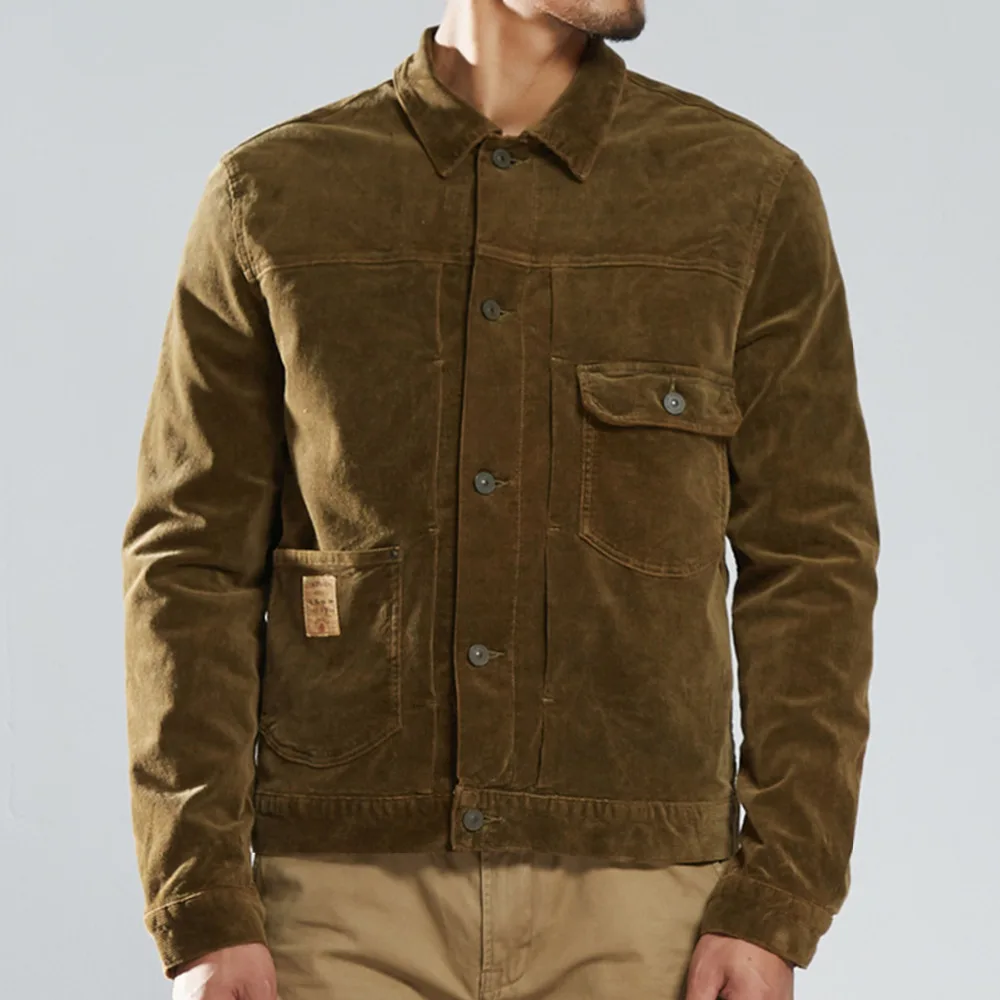 2018 Spring Autumn Corduroy Bomber Jacket Men High Quality USA Vintage Style Vintage Mens Jacket 