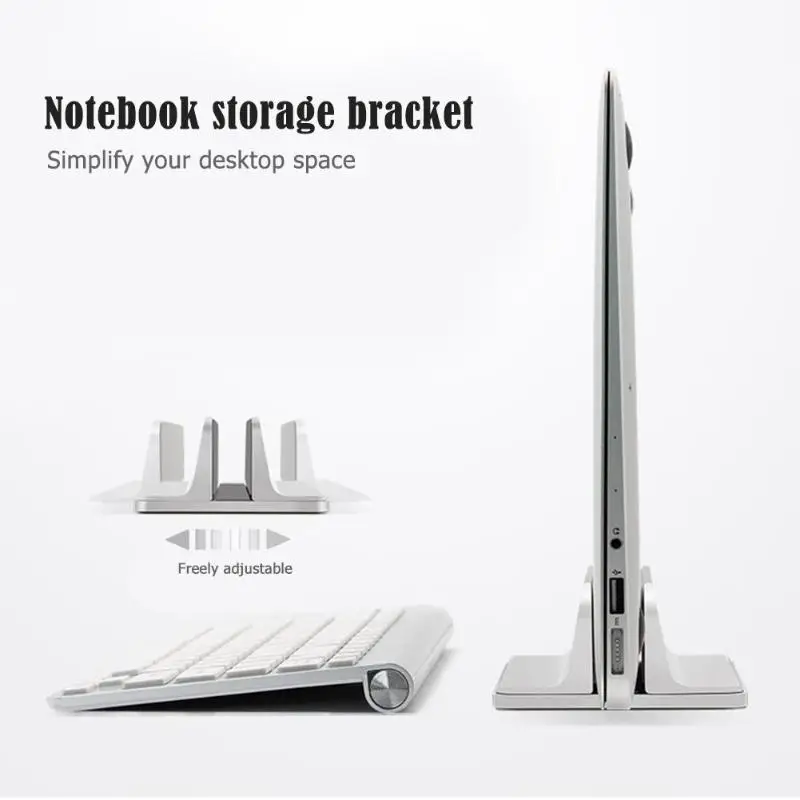  VODOOL Vertical Adjustable Laptop Stand Aluminium Alloy Notebook Mount Base Erected Space-saving Ho