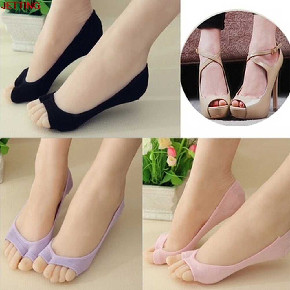 

JETTING-Hot Candy Color Open Toe Sock Slippers Shallow Mouth Female Invisible Open Toe Open Toe Socks Sock Invisible Socks