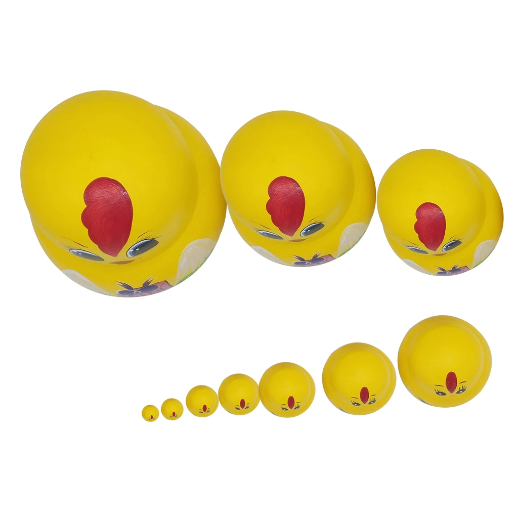 10 Pcs Cute Chicken Matryoshka Dolls Kids Wooden Russian Nesting Dolls Set For Girls Boys 