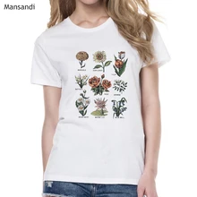 Vintage Wildflower Graphic Tees Women Sunshine plant Floral Print T Shirt female vogue tshirt femme harajuku clothes t-shirt floral and graphic print buttons henley t shirt