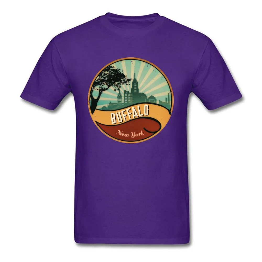 Personalized O-Neck T Shirts Lovers Day T Shirt Short Sleeve Prevalent 100% Cotton Simple Style Tee-Shirts Hip hop Men Buffalo City Skyline New York Retro Vintage 80s purple