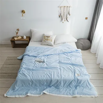 

Simple style Pure Color Summer Quilt Bedspread Blanket blue Comforter soft Bed Cover Twin full Queen Quilting solid bedclothes