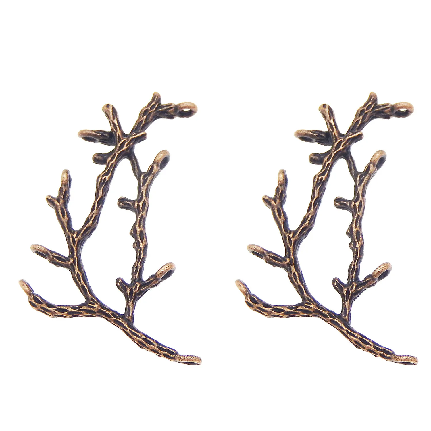 GraceAngie 30PCS Copper Suspension Tree Branch Handmade Crafts Holes Charms Hanging Jewelry Finding Accessory 52*23*3mm