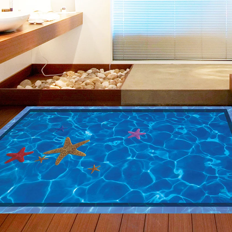

[shijuekongjian] Swimming Pool Wall Sticker PVC Material Floor Sticker for Kids Bedroom Bathroom Kindergarten Decoration