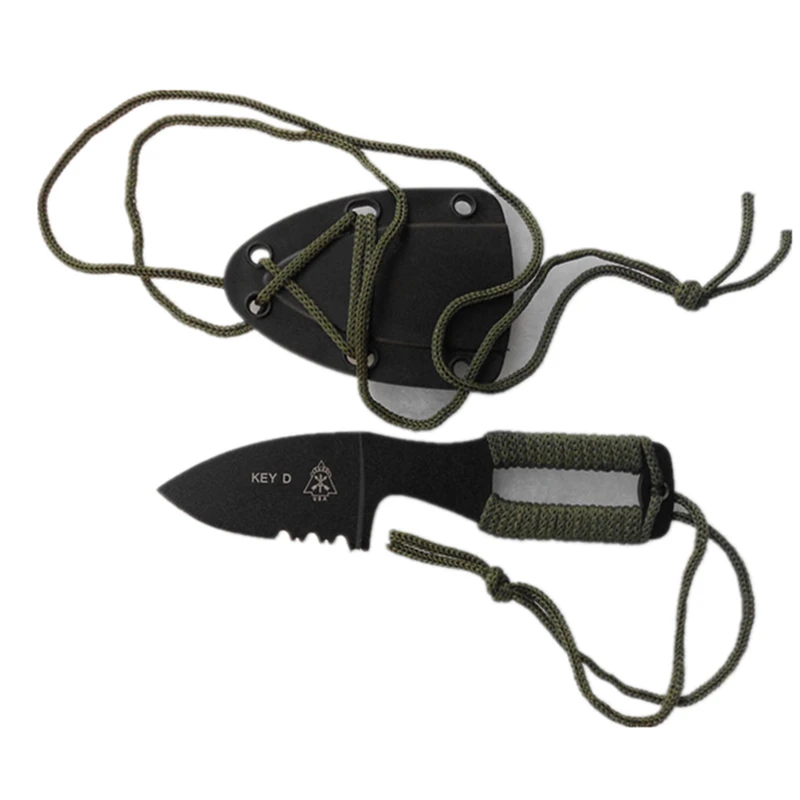 

key d mini cutting knife tops dive scuba with ABS sheath scabbard holster outdoor camp hike pocket rescue survive self defense