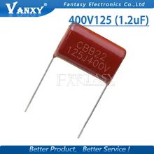 10 шт. 400V125 1 мкФ шаг 20 мм 400V 125 1,2 мкФ CBB 125J400V полипропиленовый пленочный конденсатор с алюминиевой крышкой
