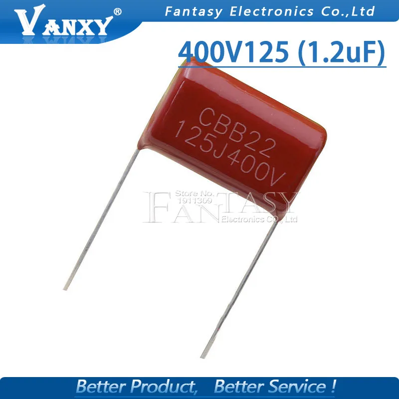 10 шт. 400V125 1 мкФ шаг 20 мм 400 в 125 CBB 125J400V полипропиленовый пленочный конденсатор|film