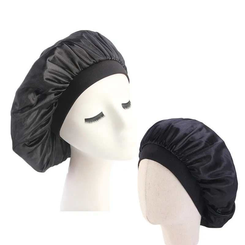 

Muslim Mum And Me Sleep Wide Satin Turban Hat Scarf Silky Bonnet Caps Headwear Head Wrap Hair Loss Cover Accessories