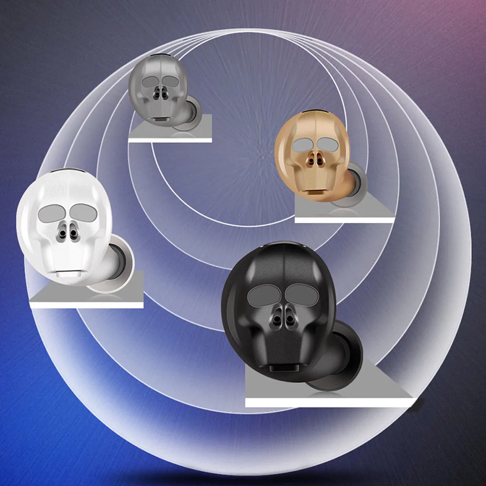 1Pc LED Skull Wireless Bluetooth Earbuds Sports Fitness Earphone for Outdoor Traveling GDeals