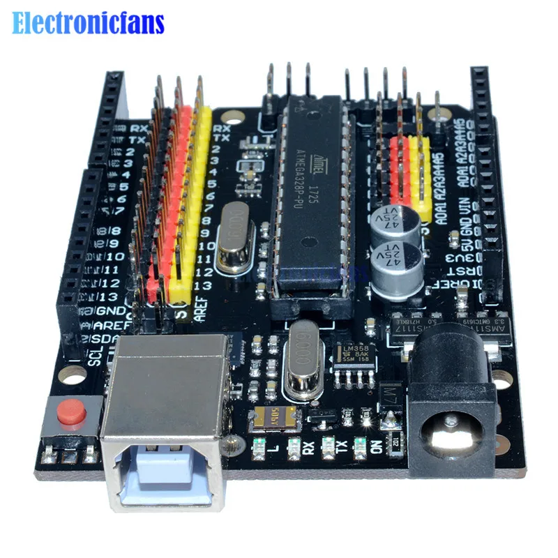 Для Arduino UNO R3 плюс датчик ввода/вывода щит Atmega328P Atmega16U2 расширение Многофункциональный микроконтроллер макетная плата один