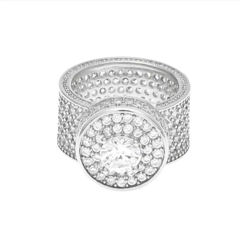2018 top quality boy men jewelry size 8 9 10 11 full cubic zirconia paved silver gold color CZ bling wedding enegament ring men